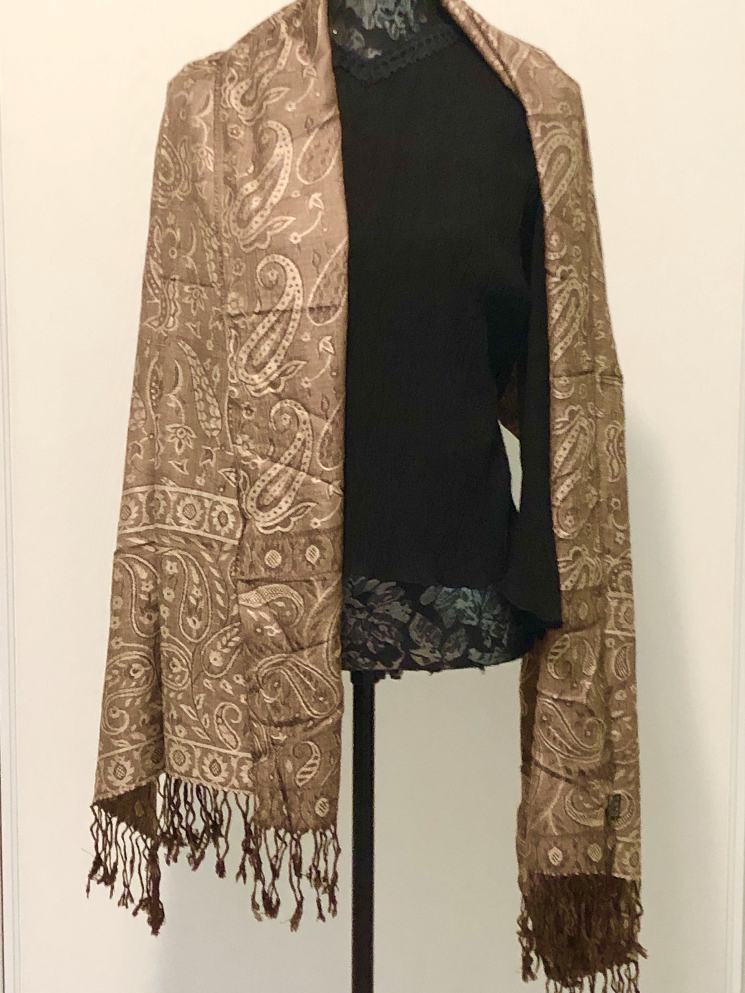 Jacquard Pashmina Shawl, Paisley Pattern Scarf, Head Wrap, Hijab