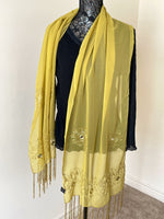 solid lemony georgette scarf with thread work