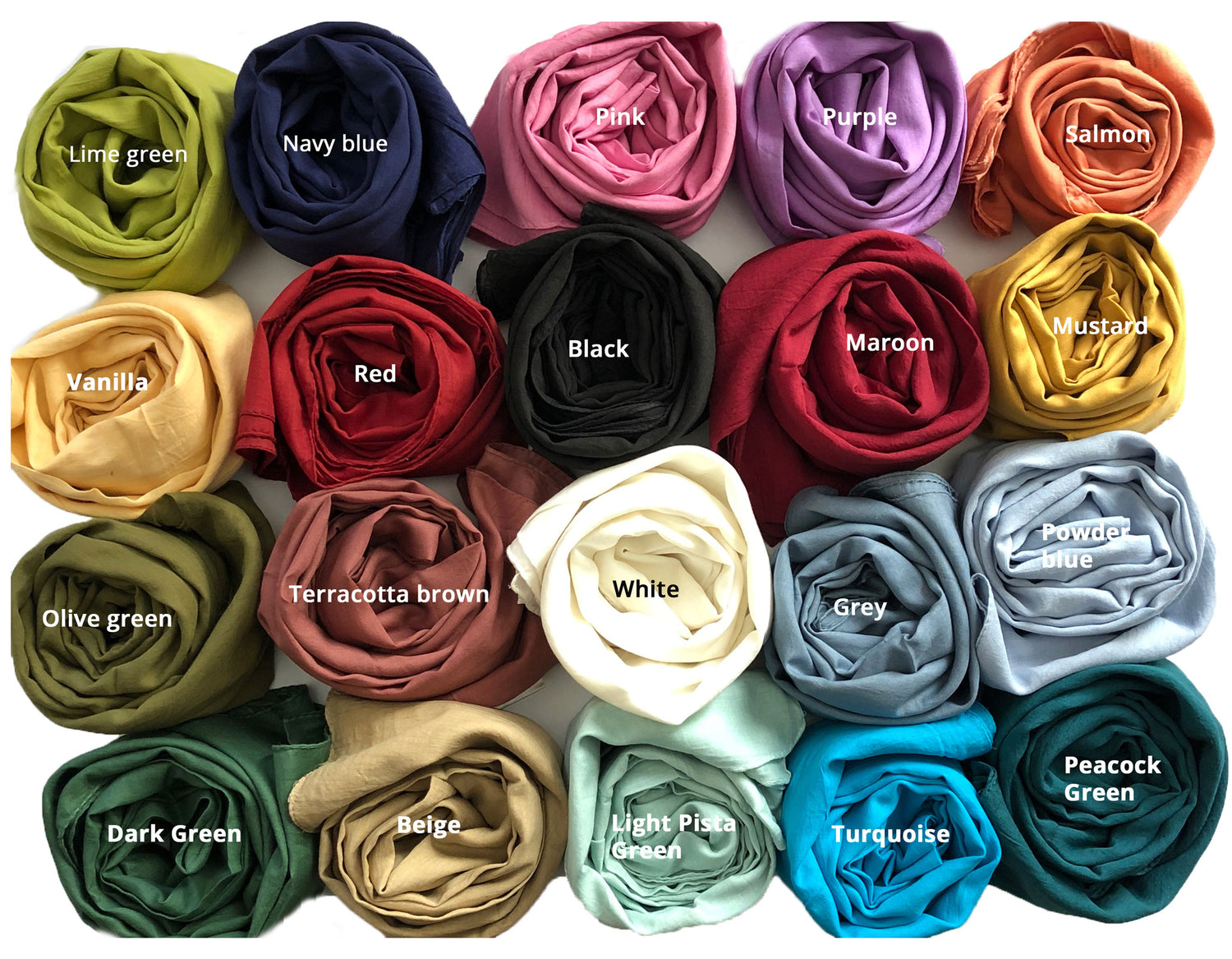 SOFT COTTON SCARVES, Women, Lightweight 100% Cotton Stoles, Shawls, Head Wrap, Hijabs, Solid Colours